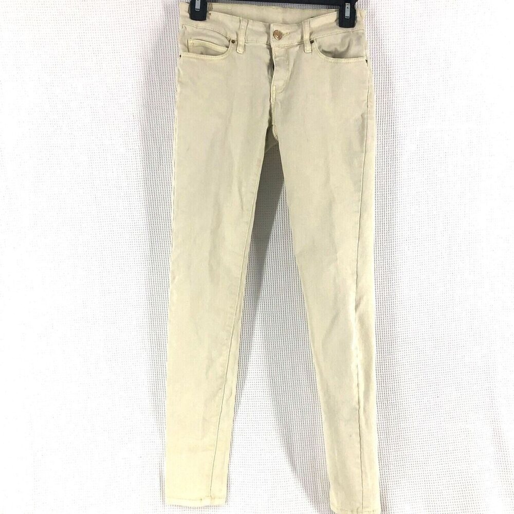 MNG by Mango Paty jeans womens sz‎ 2 pastel yellow denim super slim